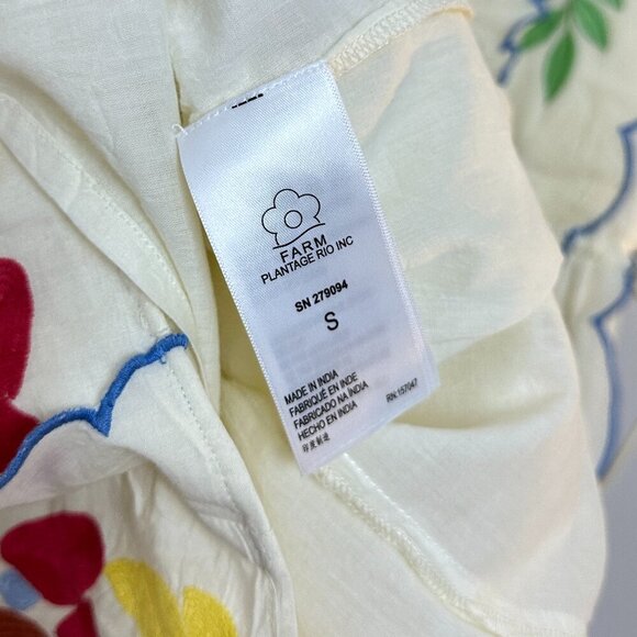 FARM RIO x Anthropologie Embroidered Ruffle Mini Dress in At The Table Small NWT - Picture 10 of 14